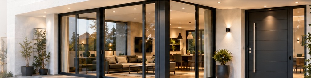 Moderne Fenster und Haustür